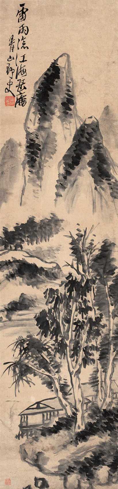 蒲华 雷雨沧江图 立轴